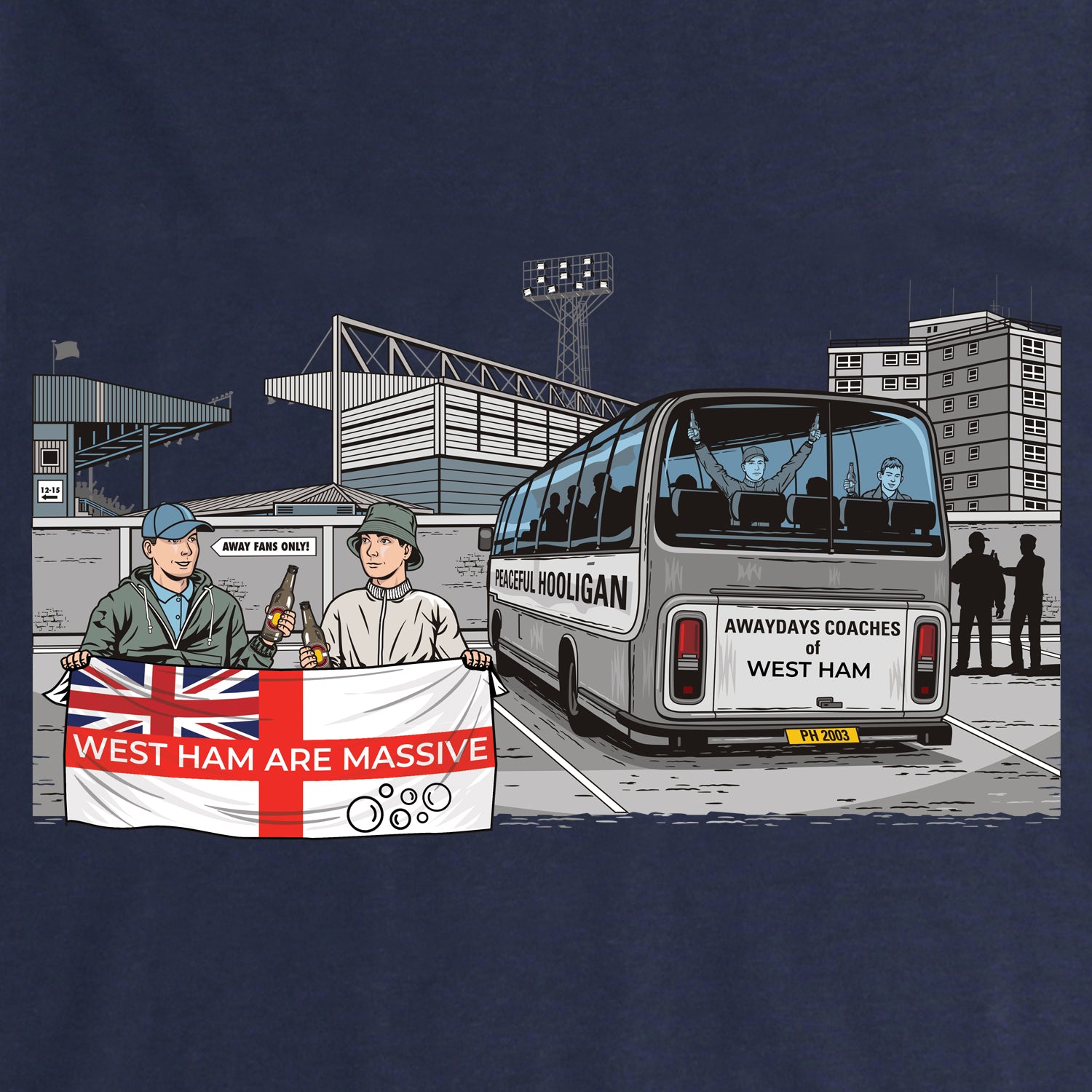 Upton Park Awaydays Sweatshirt Navy - Peaceful Hooligan 