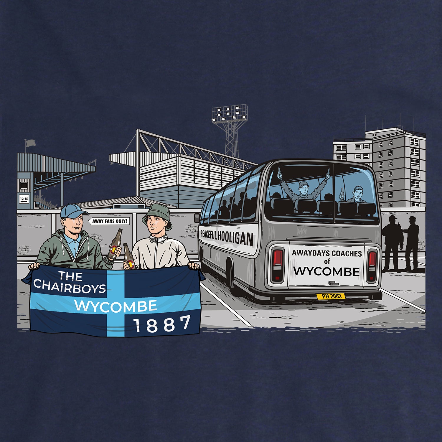 Wycombe Awaydays Sweatshirt Navy - Peaceful Hooligan 