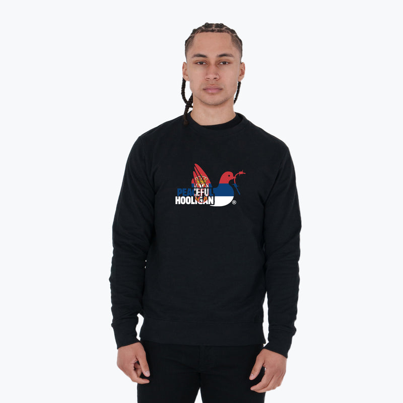 Serbia Dove Sweatshirt Black - Peaceful Hooligan 