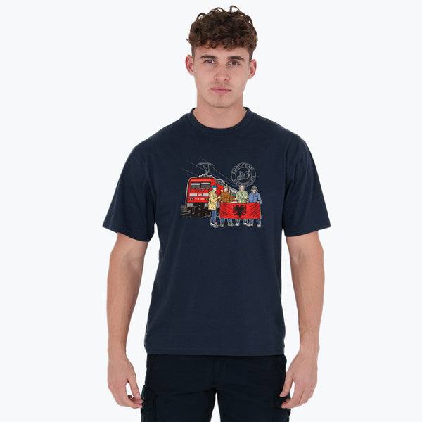 Albania Excursions T-Shirt Navy - Peaceful Hooligan 