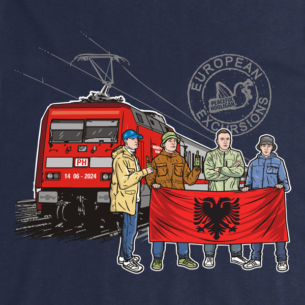 Albania Excursions T-Shirt Navy - Peaceful Hooligan 