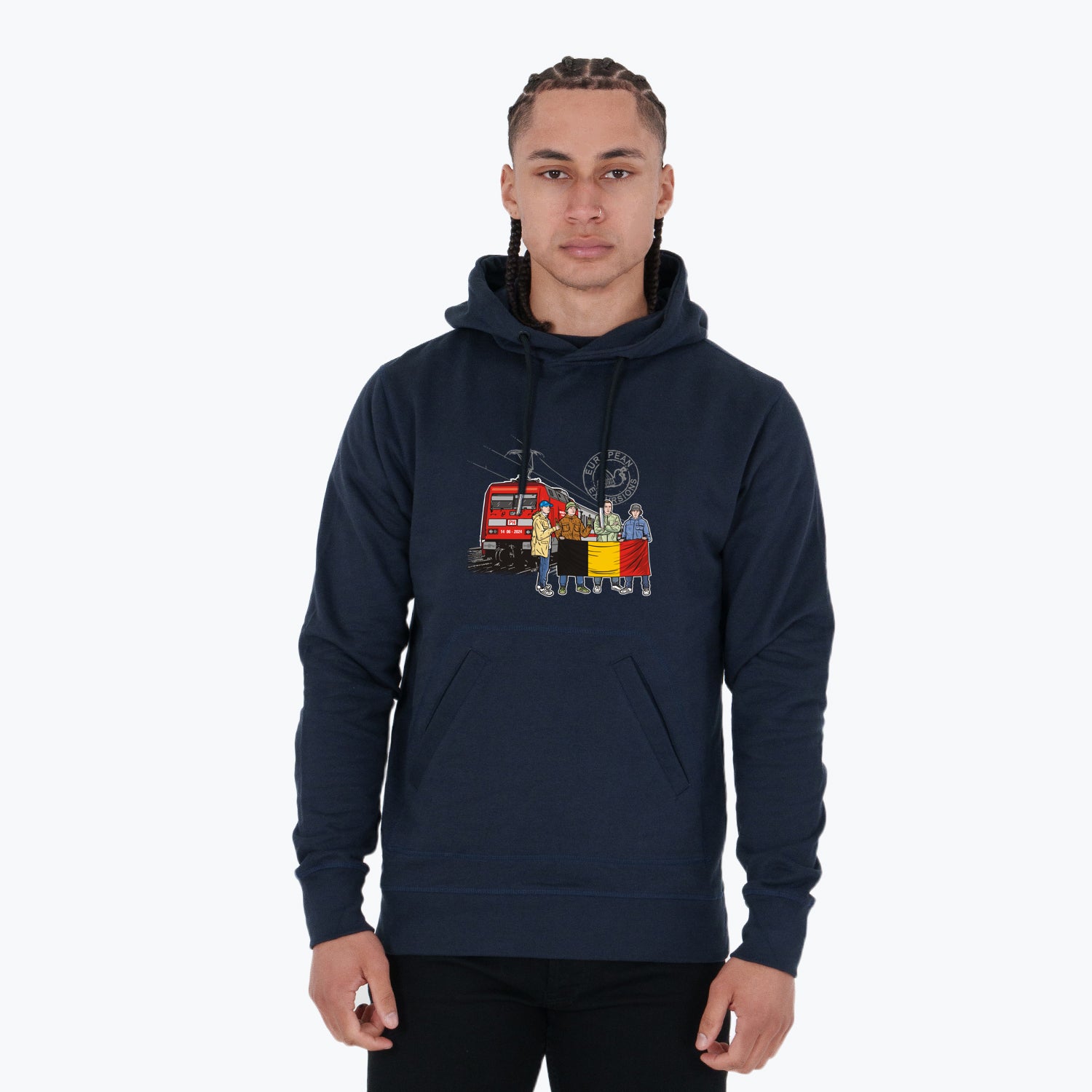 Belgium Excursions Hoodie Navy - Peaceful Hooligan 