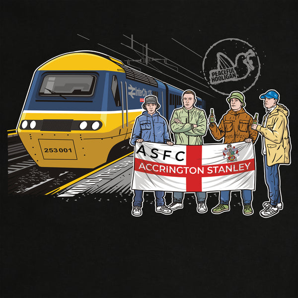 Accrington Stanley Excursions T-Shirt Black - Peaceful Hooligan 