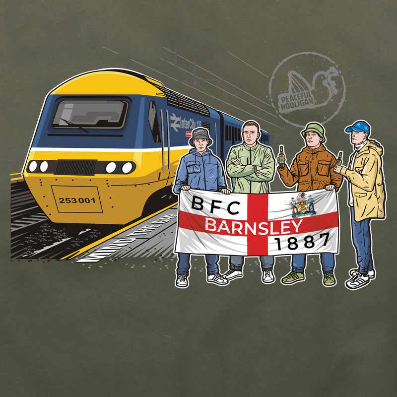 Barnsley Excursions Hoodie Olive - Peaceful Hooligan 