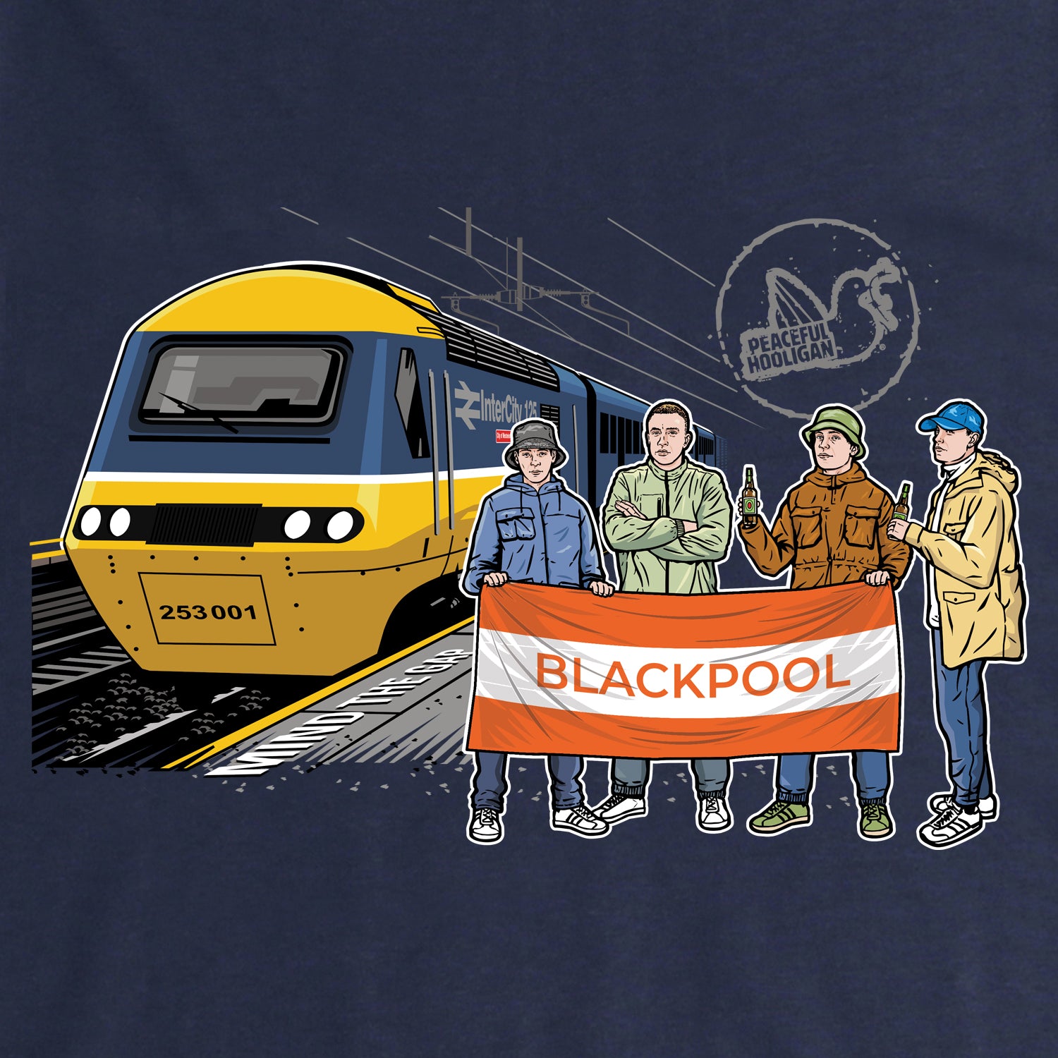 Blackpool Excursions Sweatshirt Navy - Peaceful Hooligan 
