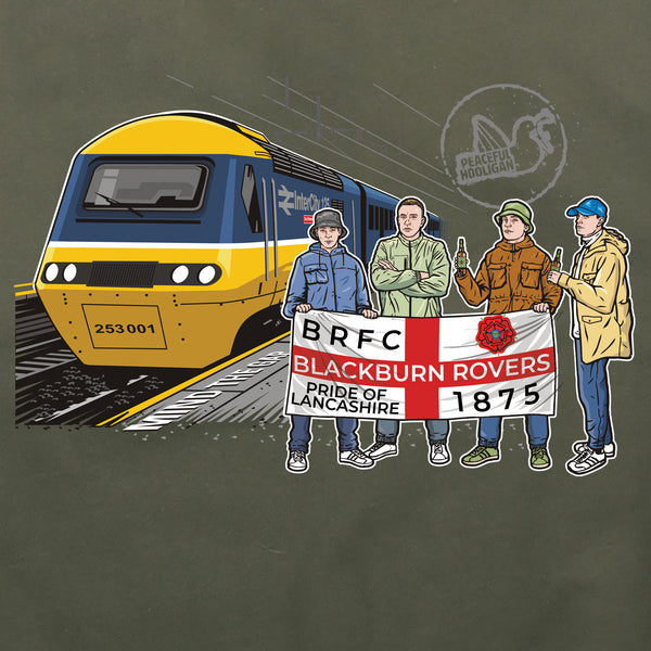 Blackburn Rovers Excursions Hoodie Olive - Peaceful Hooligan 