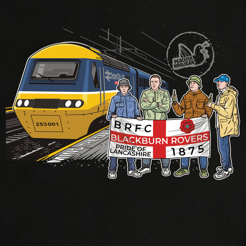 Blackburn Rovers Excursions T-Shirt Black - Peaceful Hooligan 