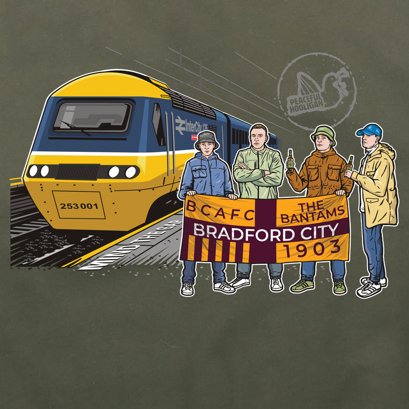 Bradford City Excursions Hoodie Olive - Peaceful Hooligan 