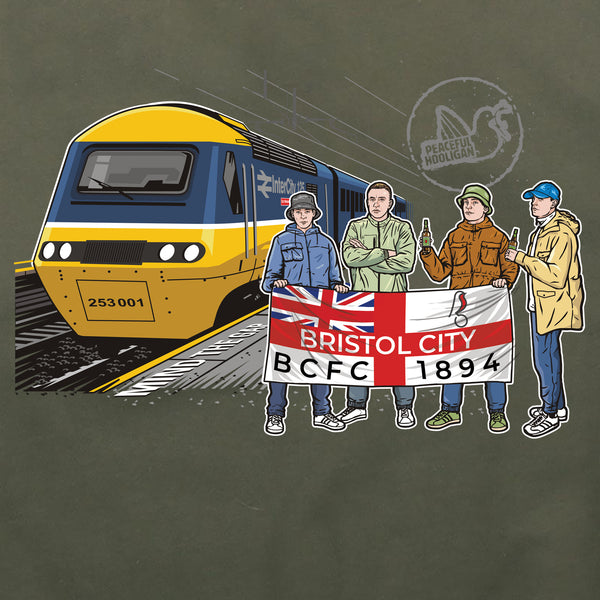 Bristol City Excursions Hoodie Olive - Peaceful Hooligan 