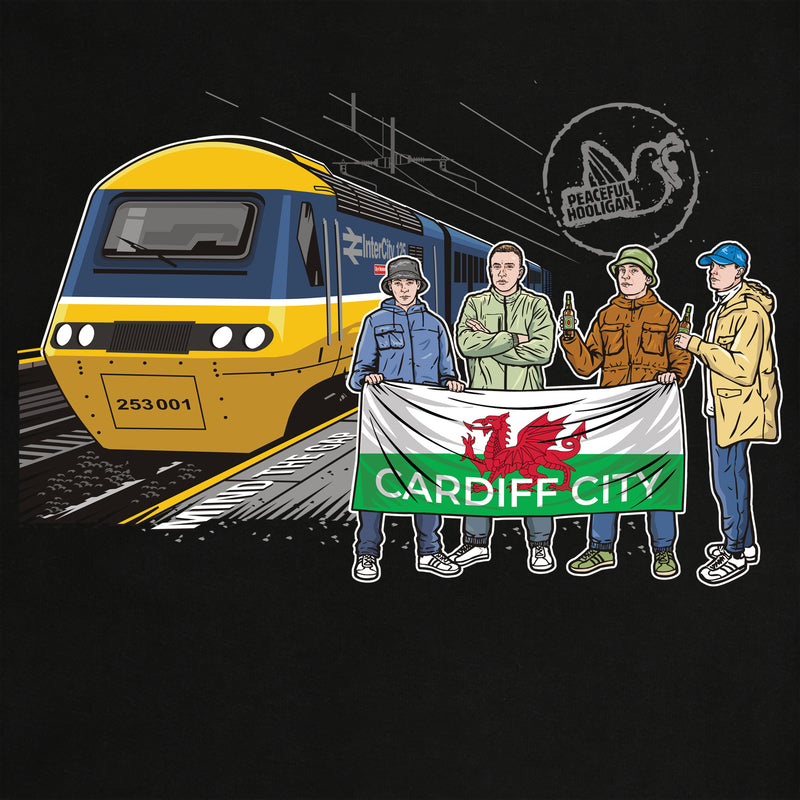 Cardiff City Excursions Hoodie Black - Peaceful Hooligan 