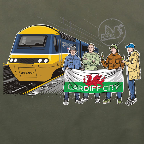 Cardiff City Excursions Hoodie Olive - Peaceful Hooligan 