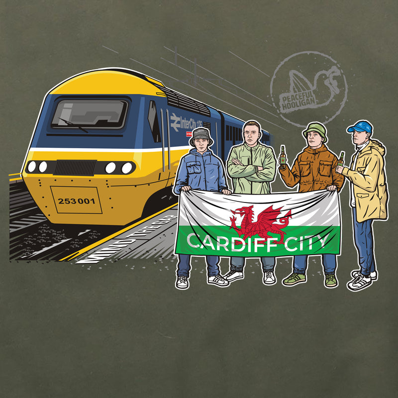 Cardiff City Excursions Hoodie Olive - Peaceful Hooligan 