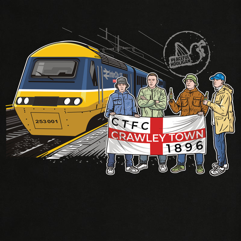 Crawley Town Excursions T-Shirt Black - Peaceful Hooligan 