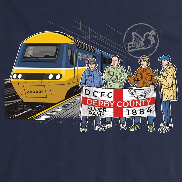 Derby County Excursions Hoodie Navy - Peaceful Hooligan 