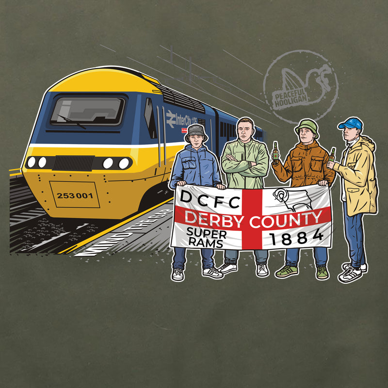 Derby County Excursions Hoodie Olive - Peaceful Hooligan 