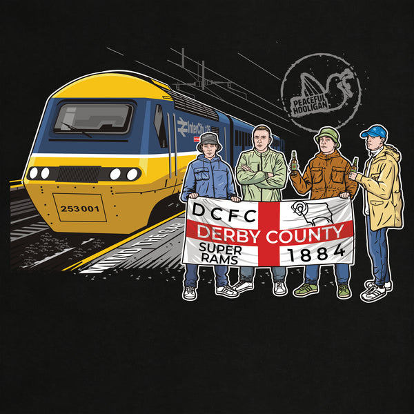 Derby County Excursions T-Shirt Black - Peaceful Hooligan 