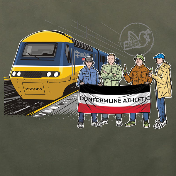 Dunfermline Athletic Excursions Hoodie Olive - Peaceful Hooligan 