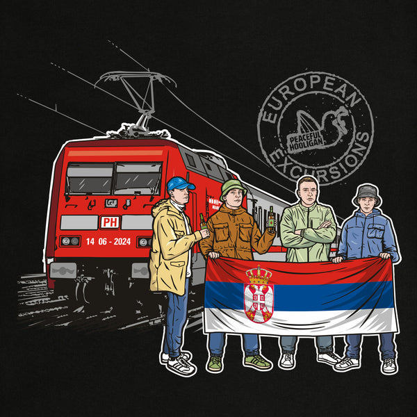 Serbia Excursions T-Shirt Black - Peaceful Hooligan 