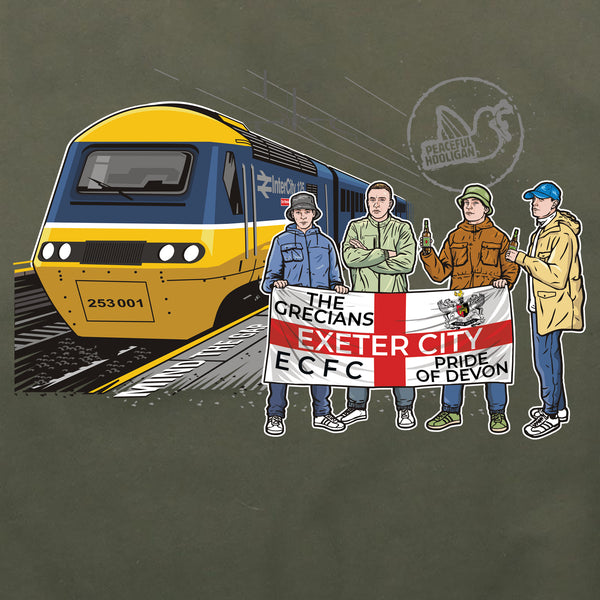 Exeter City Excursions Hoodie Olive - Peaceful Hooligan 