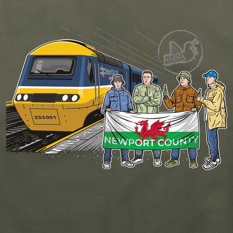 Newport County Excursions Hoodie Olive - Peaceful Hooligan 