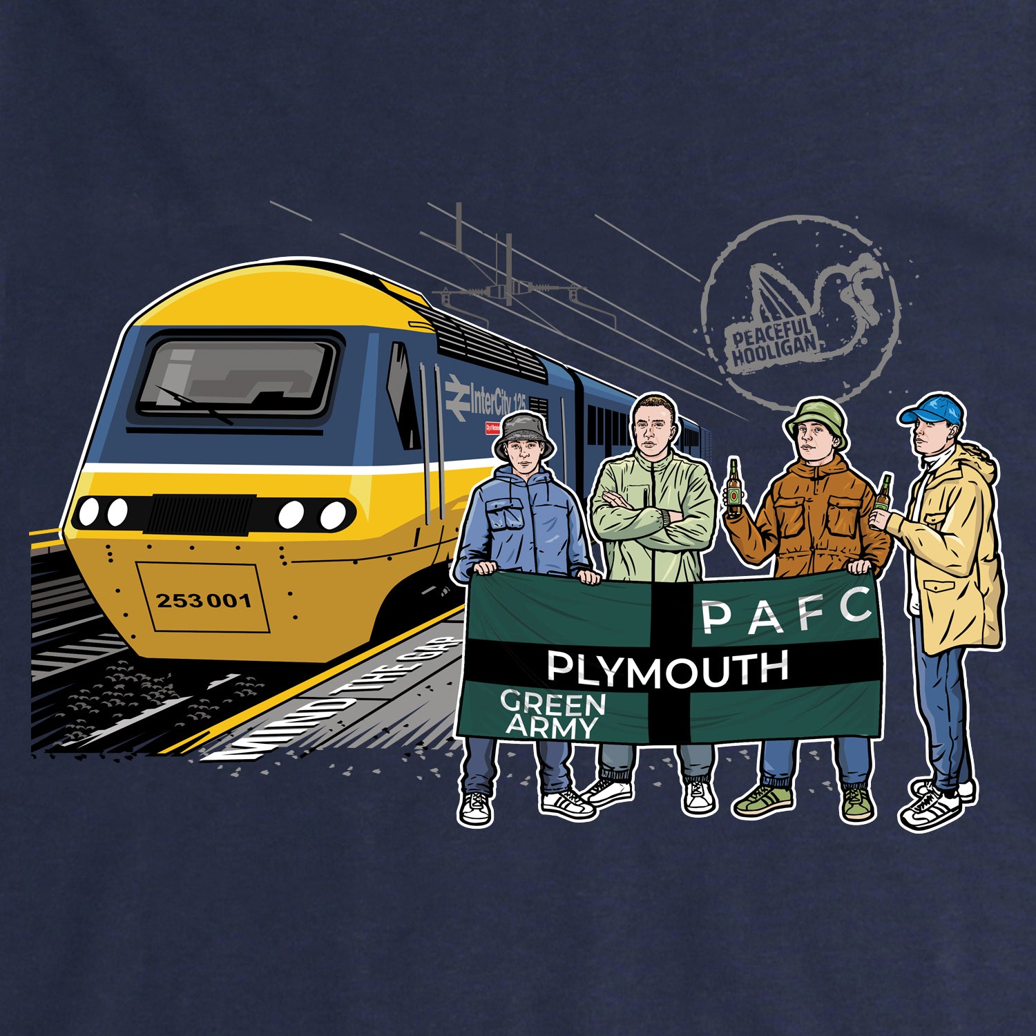 Plymouth Excursions Hoodie Navy - Peaceful Hooligan 