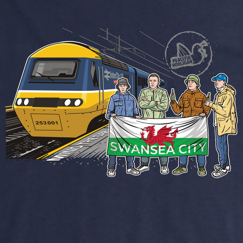 Swansea City Excursions Hoodie Navy - Peaceful Hooligan 