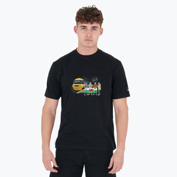 Swansea City Excursions T-Shirt Black - Peaceful Hooligan 