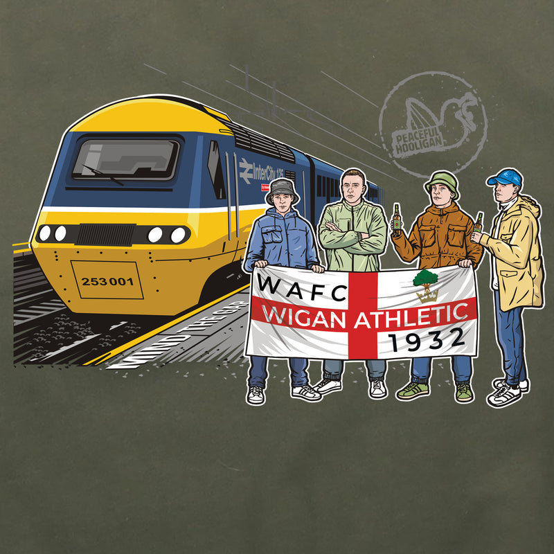 Wigan Athletic Excursions Hoodie Olive - Peaceful Hooligan 