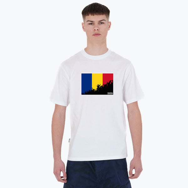 Romania Fanatics T-Shirt White - Peaceful Hooligan 