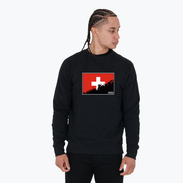 Switzerland Fanatics Sweatshirt Black - Peaceful Hooligan 