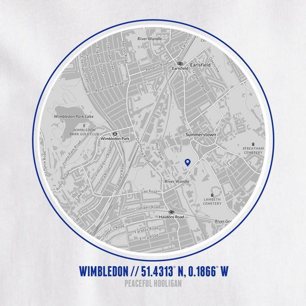 AFC Wimbledon Location T-Shirt White - Peaceful Hooligan 