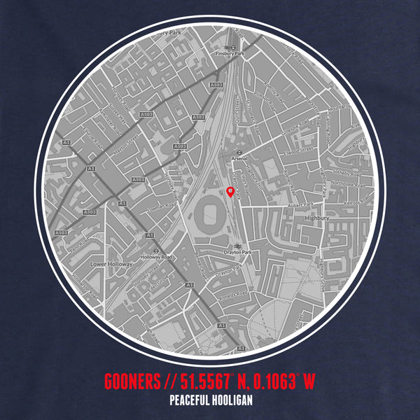 Gooners Location Hoodie Navy