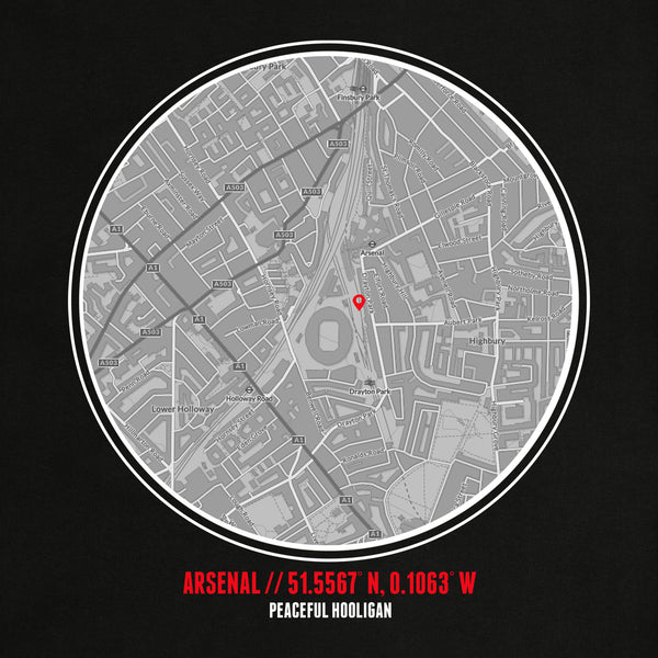 Arsenal Location Sweatshirt Black - Peaceful Hooligan 