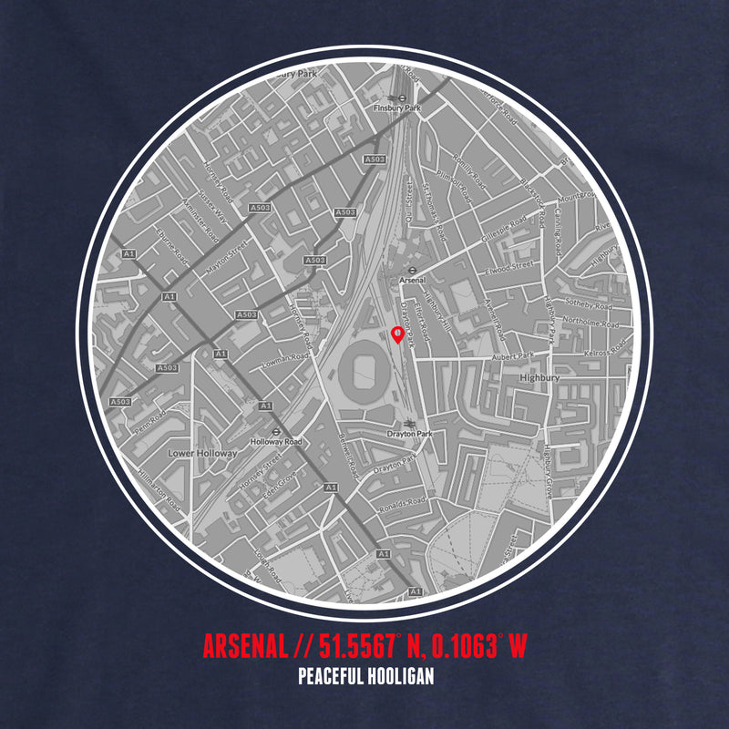 Arsenal Location Sweatshirt Navy - Peaceful Hooligan 