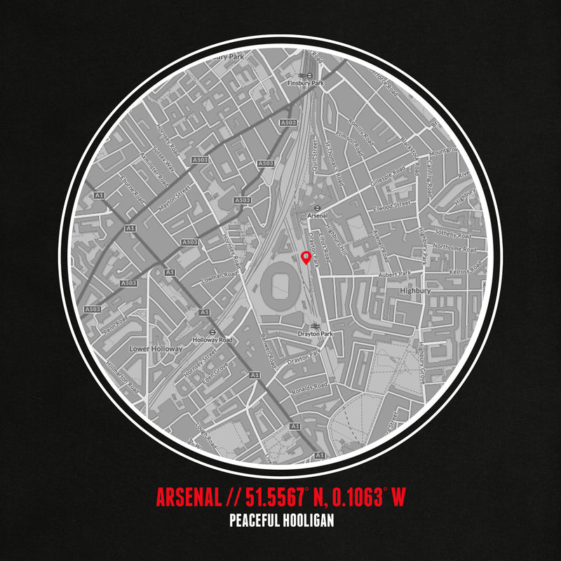 Arsenal Location T-Shirt Black - Peaceful Hooligan 