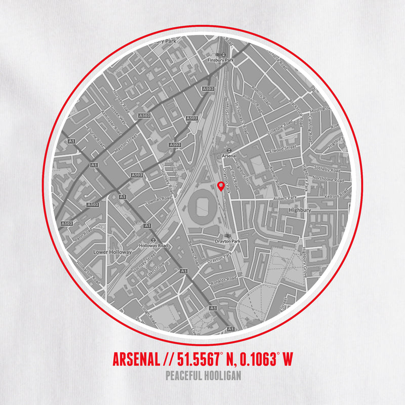 Arsenal Location T-Shirt White - Peaceful Hooligan 