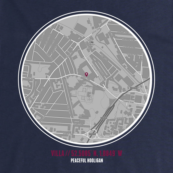 Aston Villa Location Hoodie Navy - Peaceful Hooligan 