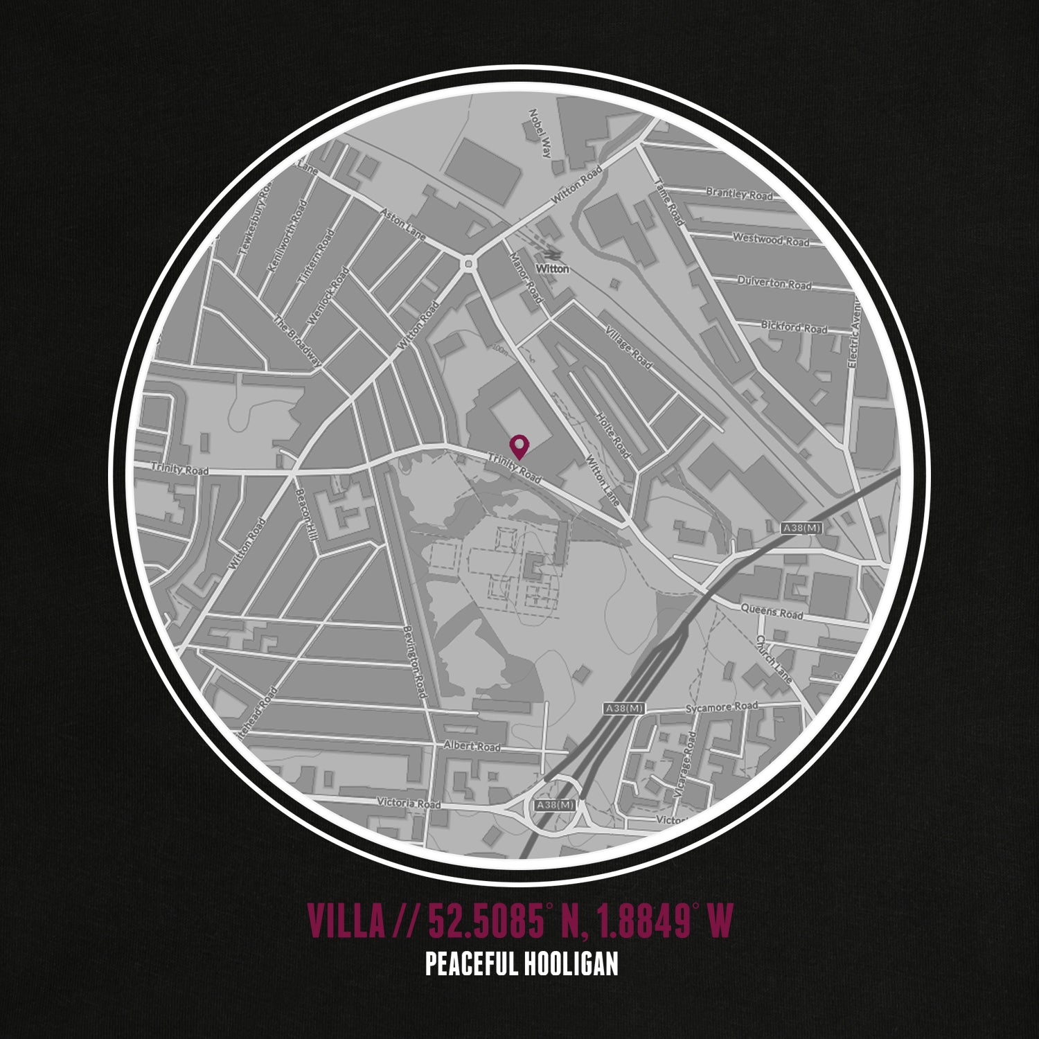 Aston Villa Location Sweatshirt Black - Peaceful Hooligan 