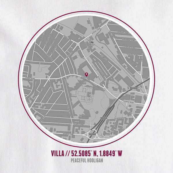 Aston Villa Location T-Shirt White - Peaceful Hooligan 