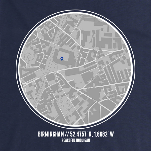 Birmingham City Location Hoodie Navy - Peaceful Hooligan 