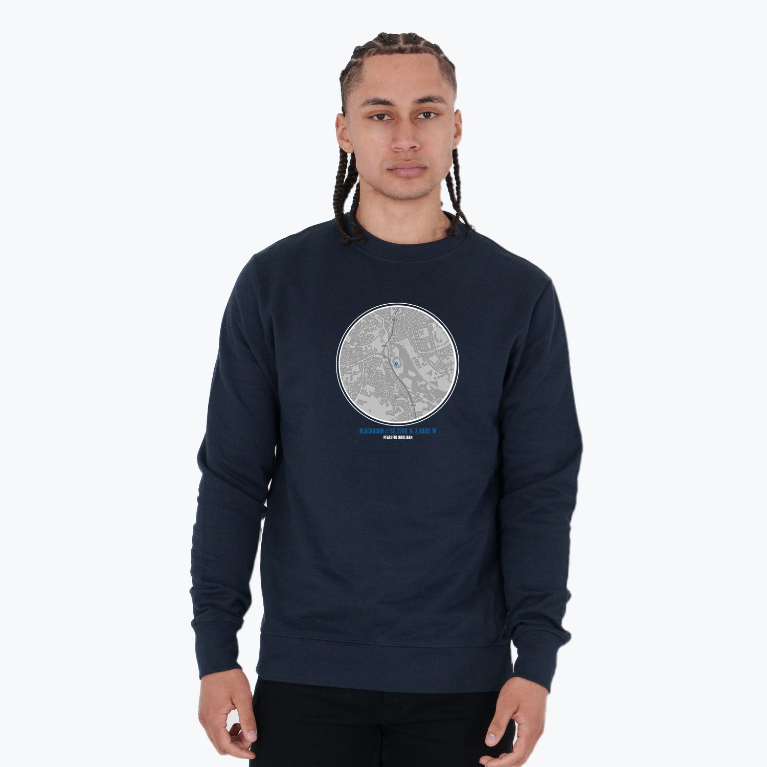Blackburn Location Sweatshirt Navy - Peaceful Hooligan 