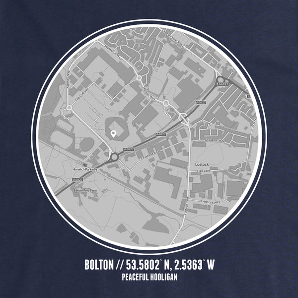 Bolton Wanderers Location T-Shirt Navy - Peaceful Hooligan 