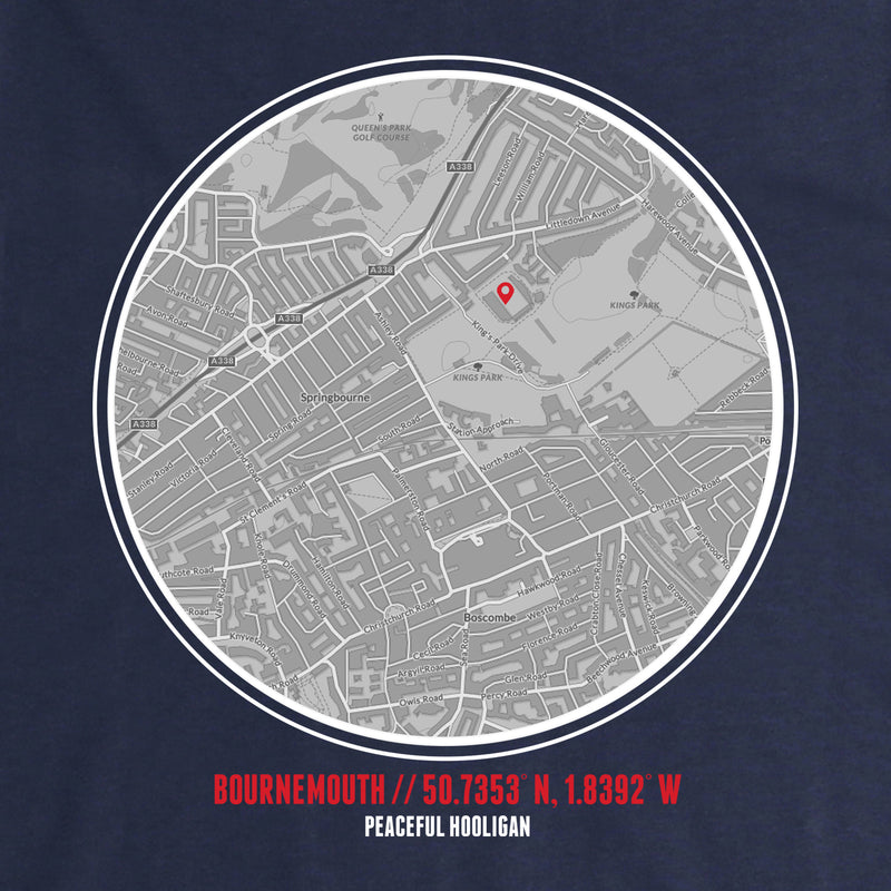 Bournemouth Location Hoodie Navy - Peaceful Hooligan 