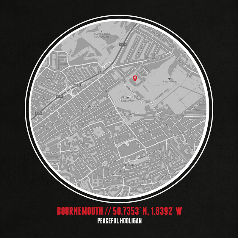 Bournemouth Location T-Shirt Black - Peaceful Hooligan 