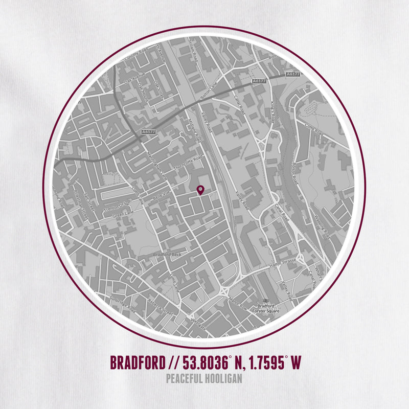 Bradford City Location T-Shirt White - Peaceful Hooligan 