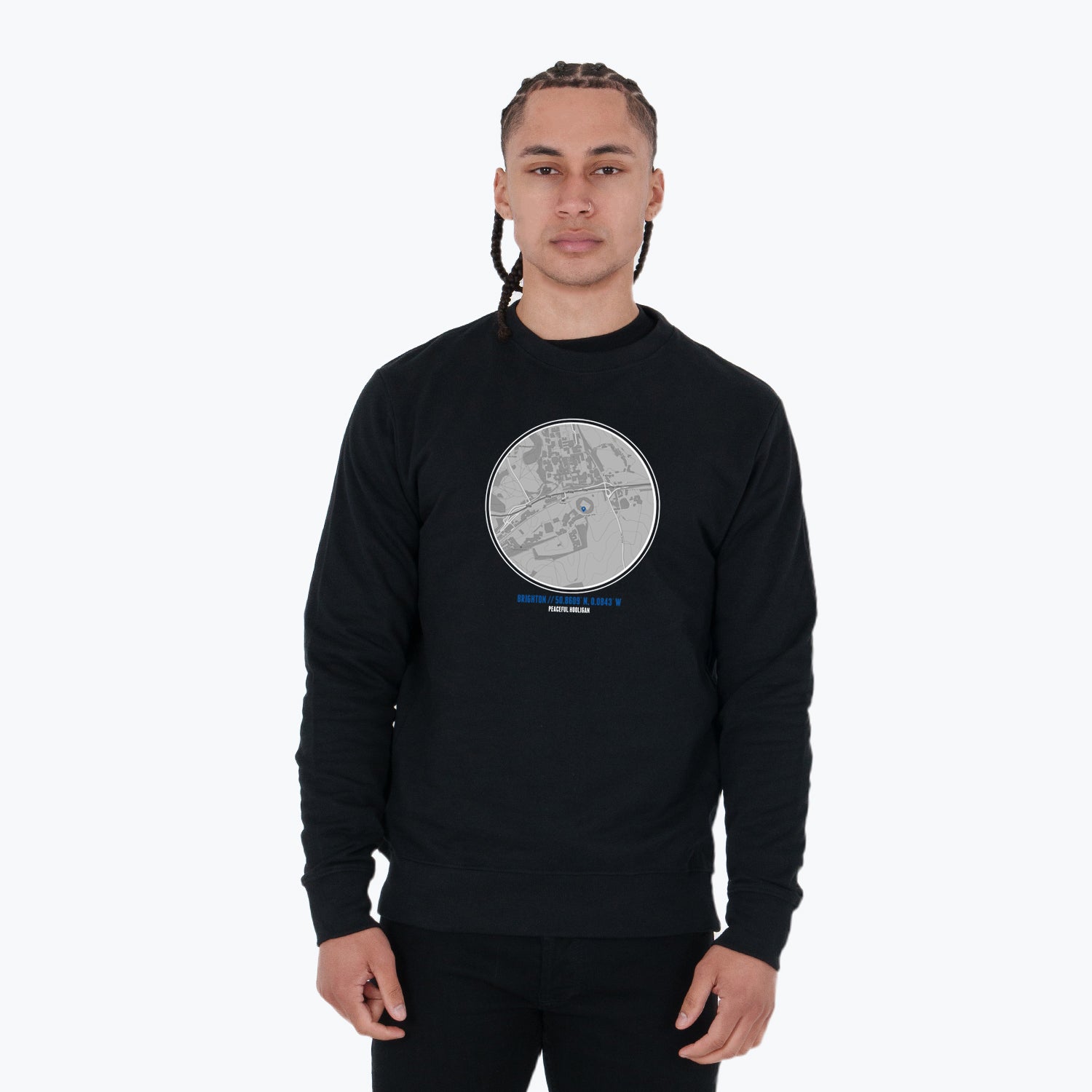 Brighton Location Sweatshirt Black - Peaceful Hooligan 