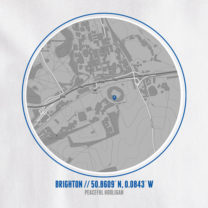 Brighton & Hove Albion Location T-Shirt White - Peaceful Hooligan 