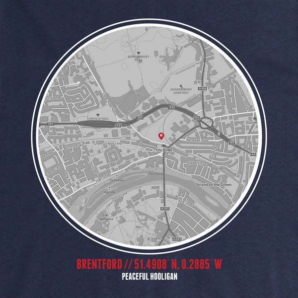 Brentford Location Hoodie Navy - Peaceful Hooligan 