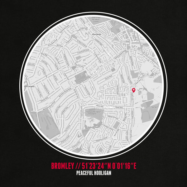 Bromley Location T-Shirt Black - Peaceful Hooligan 