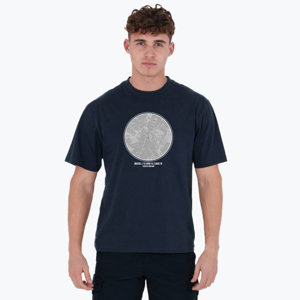 Bristol Rovers Location T-Shirt Navy - Peaceful Hooligan 